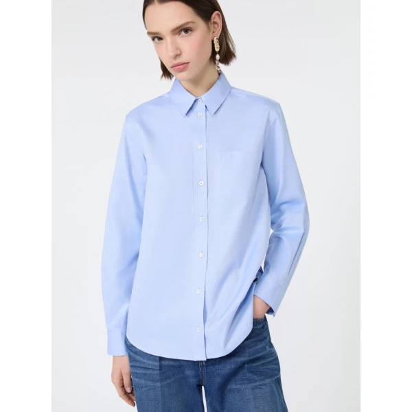 Max Mara Cobalto Cotton Oxford Shirt in Light Blue | Shirts | Luxury Shoes 