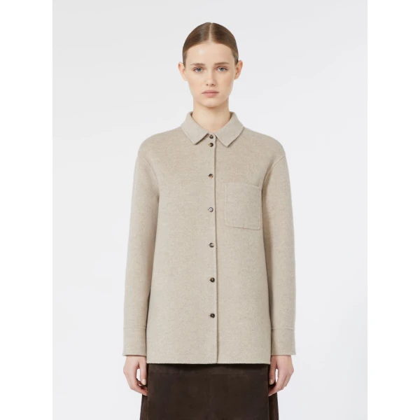 Max Mara Cobalto Wool and Cashmere Shacket in Sand | Blazers | Luxury Shoes 