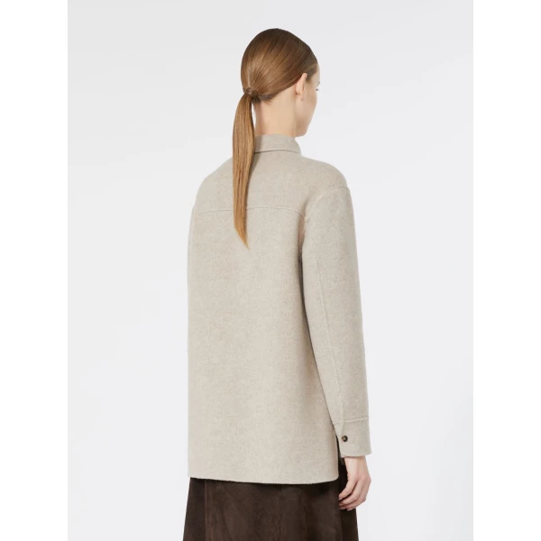 Max Mara Cobalto Wool and Cashmere Shacket in Sand | Blazers | Luxury Shoes 