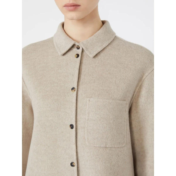 Max Mara Cobalto Wool and Cashmere Shacket in Sand | Blazers | Luxury Shoes 