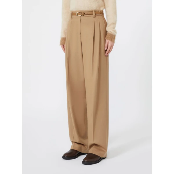 Max Mara Cocco Wool Wide-Leg Trousers in Camel | Wide leg pants | Luxury Shoes 