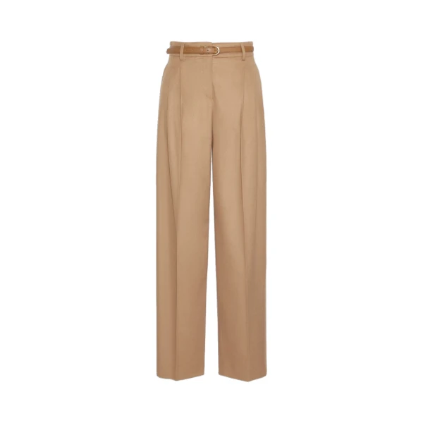 Cocco Wool Wide-Leg Trousers in Camel