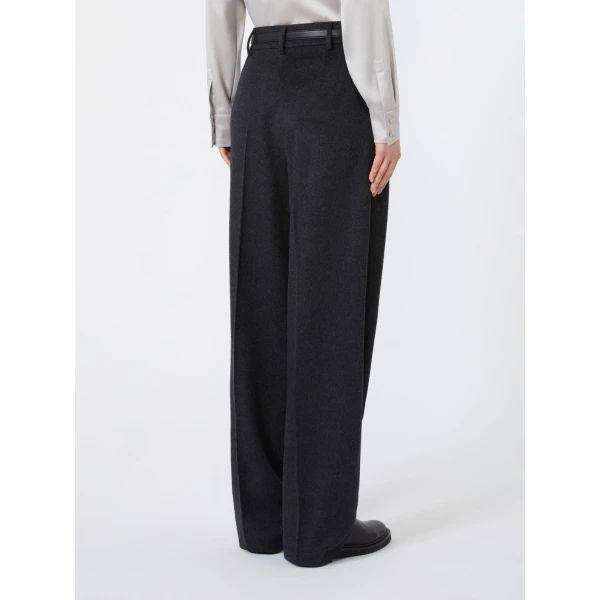 Max Mara Cocco Wool Wide-Leg Trousers in Dark Grey | Wide leg pants | Luxury Shoes 