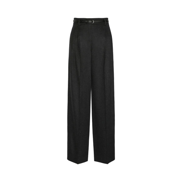 Max Mara Cocco Wool Wide-Leg Trousers in Dark Grey | Wide leg pants | Luxury Shoes 