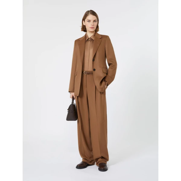 Max Mara Cocco Wool Wide-Leg Trousers in Tobacco | Wide leg pants | Luxury Shoes 