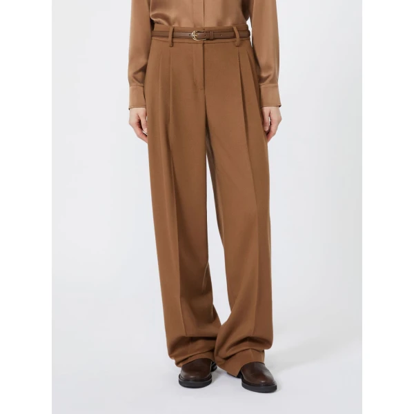 Max Mara Cocco Wool Wide-Leg Trousers in Tobacco | Wide leg pants | Luxury Shoes 