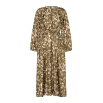 Max Mara Coccole Printed Silk Twill Dress in Khaki | Maxi Dresses | Luxury Shoes 