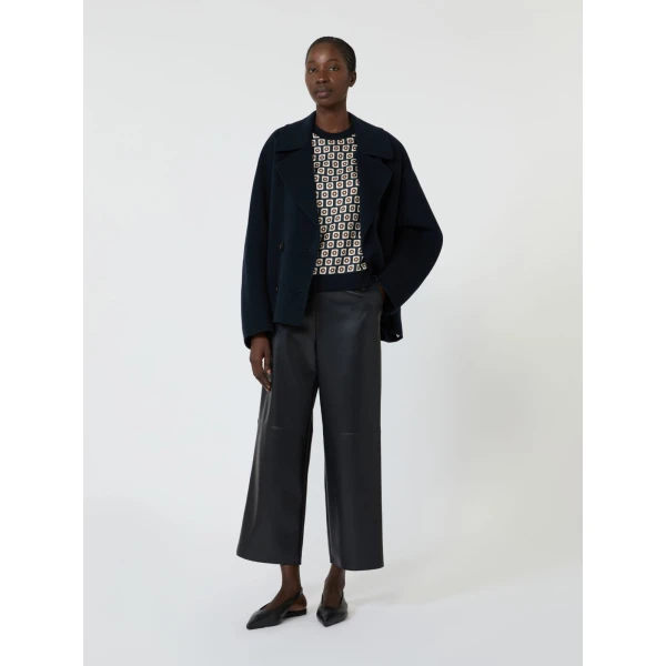 Max Mara Coccole Printed Silk and Wool Jumper in Ultramarine | Sweaters | Luxury Shoes 