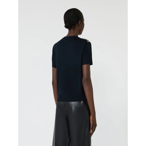 Max Mara Coccole Printed Silk and Wool Jumper in Ultramarine | Sweaters | Luxury Shoes 