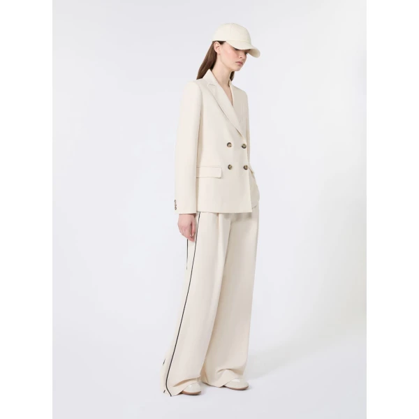 Max Mara Colibri Milano-Knit Double-Breasted Blazer in Ivory | Blazers | Luxury Shoes 