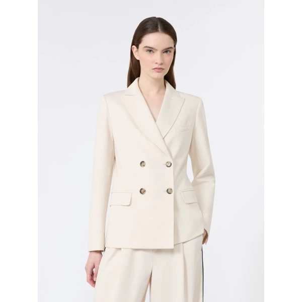 Max Mara Colibri Milano-Knit Double-Breasted Blazer in Ivory | Blazers | Luxury Shoes 