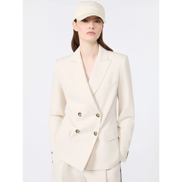 Max Mara Colibri Milano-Knit Double-Breasted Blazer in Ivory | Blazers | Luxury Shoes 