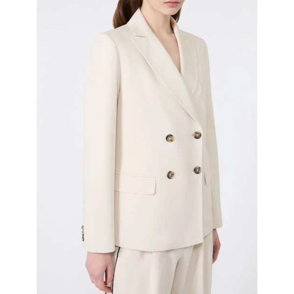 Max Mara Colibri Milano-Knit Double-Breasted Blazer in Ivory | Blazers | Luxury Shoes 