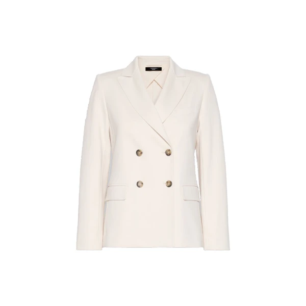 Max Mara Colibri Milano-Knit Double-Breasted Blazer in Ivory | Blazers | Luxury Shoes 