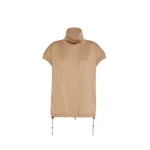 Max Mara Collana Oversized Sleeveless Wool Jersey Jacket in Camel | Blazers | Luxury Shoes 