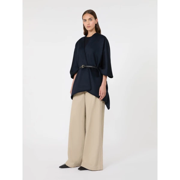 Max Mara Colomba Double Wool Broadcloth Cloak in Midnight Blue | Coats | Luxury Shoes 