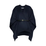 Max Mara Colomba Double Wool Broadcloth Cloak in Midnight Blue | Coats | Luxury Shoes 