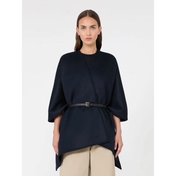 Max Mara Colomba Double Wool Broadcloth Cloak in Midnight Blue | Coats | Luxury Shoes 