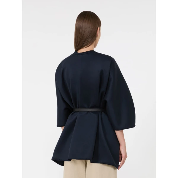 Max Mara Colomba Double Wool Broadcloth Cloak in Midnight Blue | Coats | Luxury Shoes 