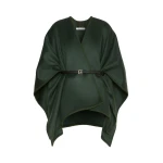 Max Mara Colomba Double Wool Broadcloth Cloak in Moss Green | Coats | Luxury Shoes 