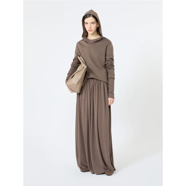 Max Mara Comica Silk-Blend Jersey Sweatshirt in Mud | Sweaters | Luxury Shoes 