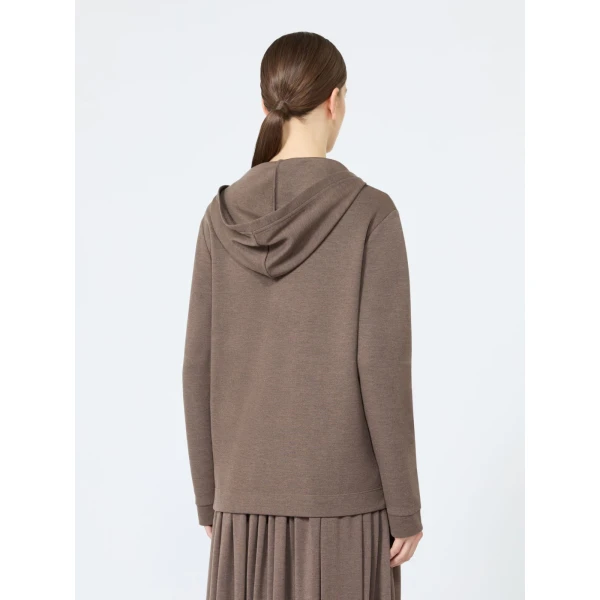 Max Mara Comica Silk-Blend Jersey Sweatshirt in Mud | Sweaters | Luxury Shoes 
