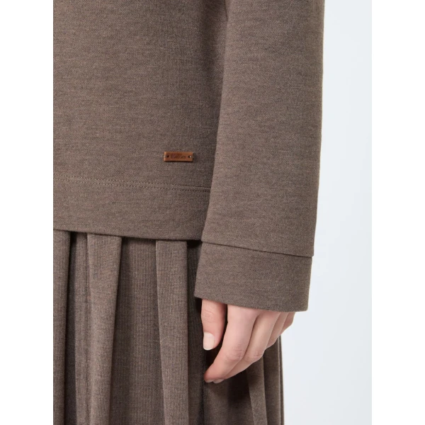 Max Mara Comica Silk-Blend Jersey Sweatshirt in Mud | Sweaters | Luxury Shoes 