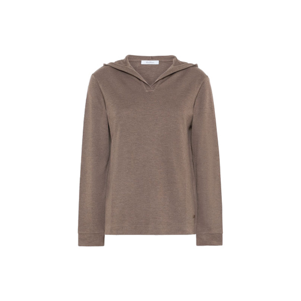 Max Mara Comica Silk-Blend Jersey Sweatshirt in Mud | Sweaters | Luxury Shoes 