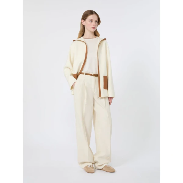 Max Mara Comica Wool, Silk and Cashmere Hooded Coat in White | Wool Coat | Luxury Shoes 