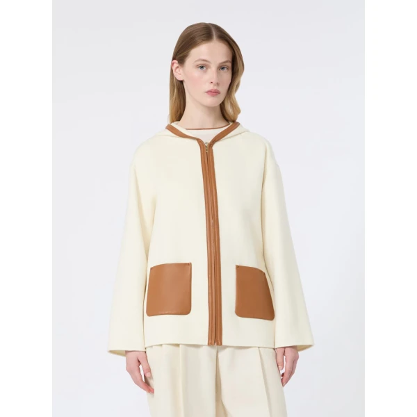 Max Mara Comica Wool, Silk and Cashmere Hooded Coat in White | Wool Coat | Luxury Shoes 