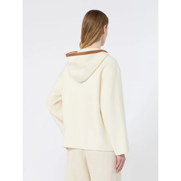 Max Mara Comica Wool, Silk and Cashmere Hooded Coat in White | Wool Coat | Luxury Shoes 