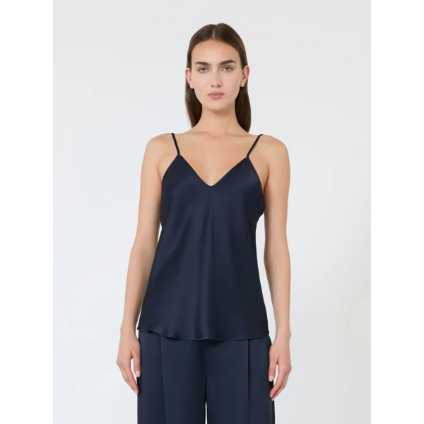 Max Mara Comma Envers Satin Camisole in Midnight Blue | Camisoles | Luxury Shoes 