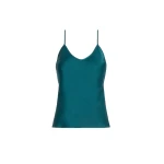 Max Mara Comma Envers Satin Camisole in Oil Green | Camisoles | Luxury Shoes 