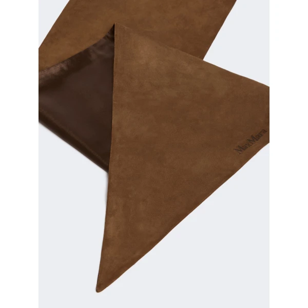 Max Mara Comune Suede Scarf in Brown | Scarves | Luxury Shoes 