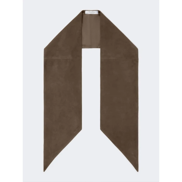 Max Mara Comune Suede Scarf in Dark Brown | Scarves | Luxury Shoes 