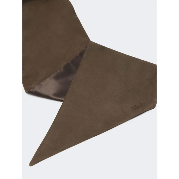 Max Mara Comune Suede Scarf in Dark Brown | Scarves | Luxury Shoes 