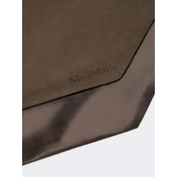 Max Mara Comune Suede Scarf in Dark Brown | Scarves | Luxury Shoes 