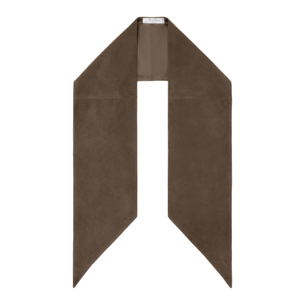 Max Mara Comune Suede Scarf in Dark Brown | Scarves | Luxury Shoes 