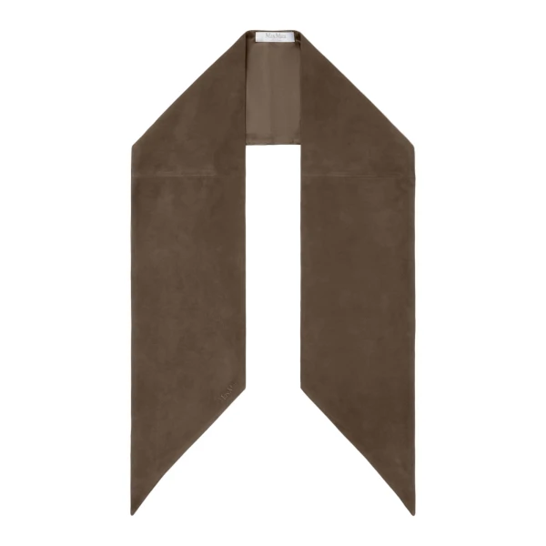 Max Mara Comune Suede Scarf in Dark Brown | Scarves | Luxury Shoes 