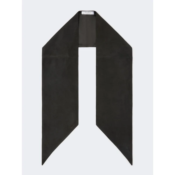 Max Mara Comune Suede Scarf in Medium Grey | Scarves | Luxury Shoes 