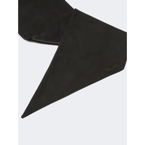 Max Mara Comune Suede Scarf in Medium Grey | Scarves | Luxury Shoes 