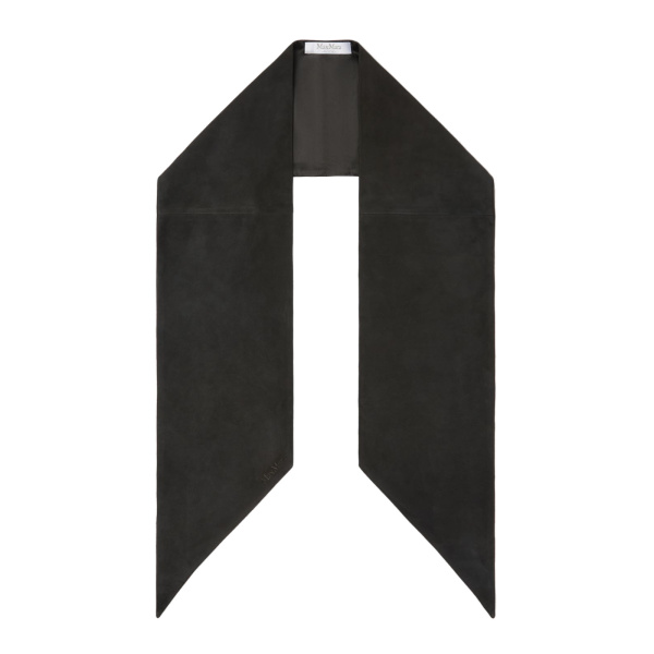 Max Mara Comune Suede Scarf in Medium Grey | Scarves | Luxury Shoes 