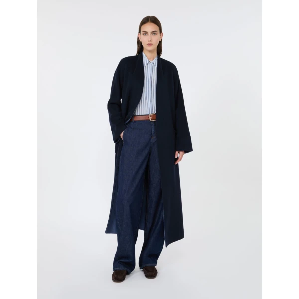 Max Mara Conico Barrel-Leg Denim Trousers in Navy | Denim | Luxury Shoes 