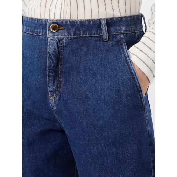 Max Mara Conico Barrel-Leg Denim Trousers in Navy Style 2 | Denim | Luxury Shoes 