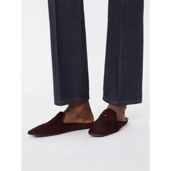 Max Mara Conio Haircalf Mules in Bordeaux | Mules | Luxury Shoes 