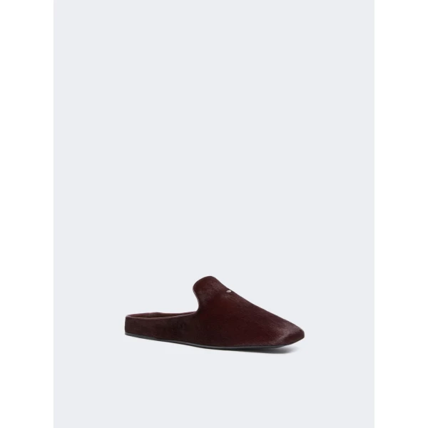 Max Mara Conio Haircalf Mules in Bordeaux | Mules | Luxury Shoes 