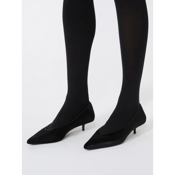 Max Mara Cono Haircalf Low Court Shoes in Black | Heels | Luxury Shoes 