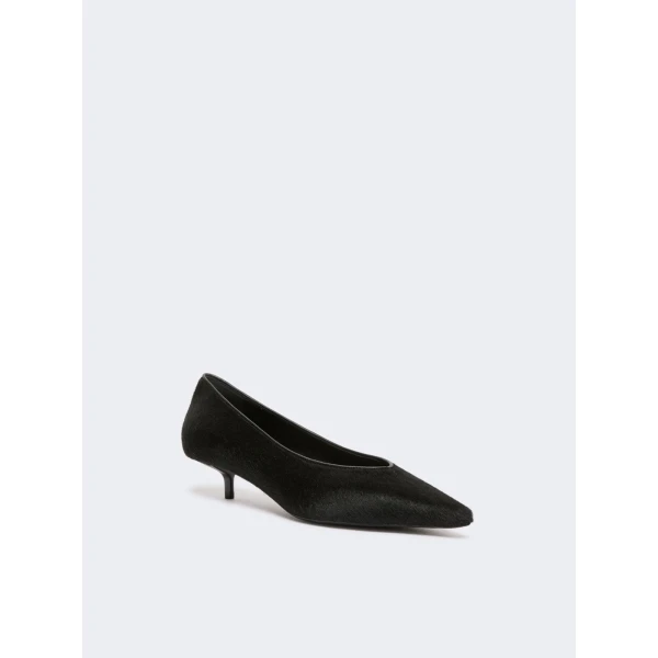 Max Mara Cono Haircalf Low Court Shoes in Black | Heels | Luxury Shoes 