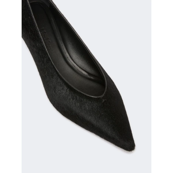 Max Mara Cono Haircalf Low Court Shoes in Black | Heels | Luxury Shoes 