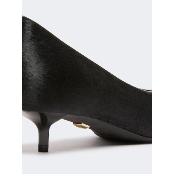 Max Mara Cono Haircalf Low Court Shoes in Black | Heels | Luxury Shoes 